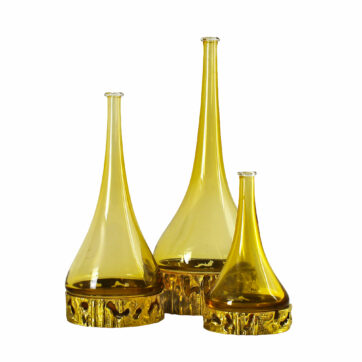 Serie de 3 botellas de Murano de Angelo Brotto