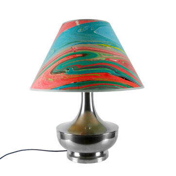 Lámpara de mesa en metal plateado - Italia 1970
